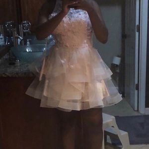 Blush pink homecoming/prom dress with tulle